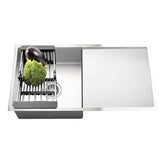 Fossa 32"x20"x10" Inch Single Bowl With Drain Board SS-304 Grade Handmade Kitchen Sink ( Round Coupling ) Silver Fossa Home